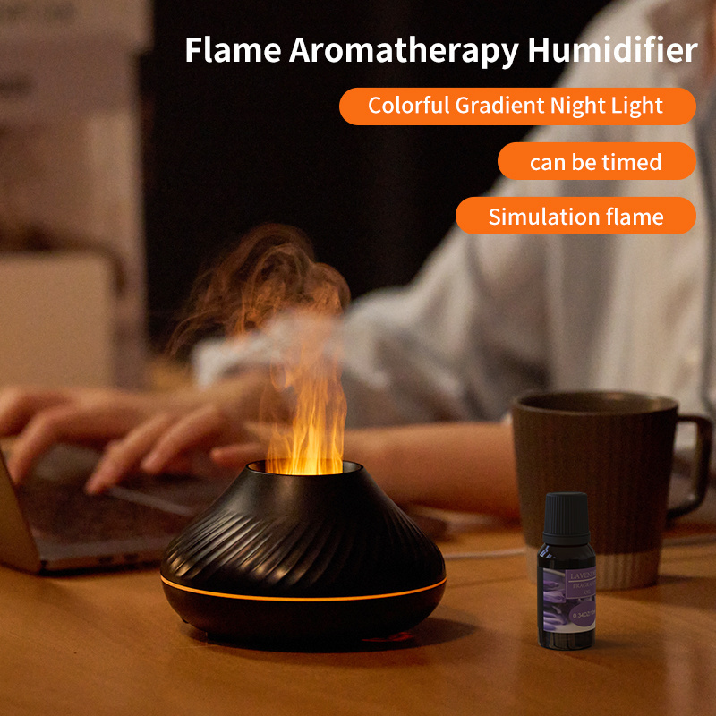 2nd version Essential oil aroma diffuser machine humidifier 130ml portable electronic 3Daroma diffuser flame fire diffuser flame