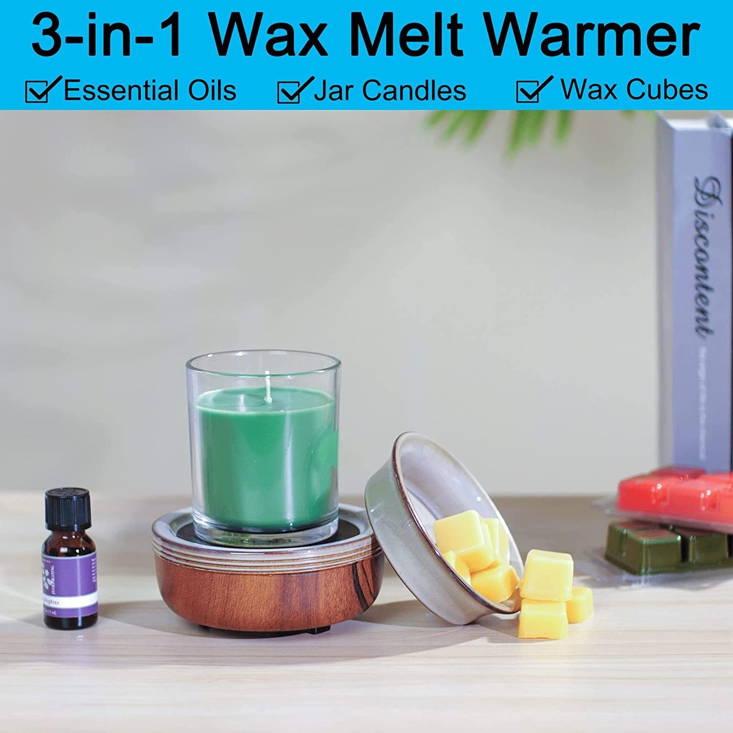 3-in-1 Candle Wax Melts Warmer Fragrance Warmer for Wax Cube or Melts to Spa Home Office Wax Melts Candle Warmer Electric Melted