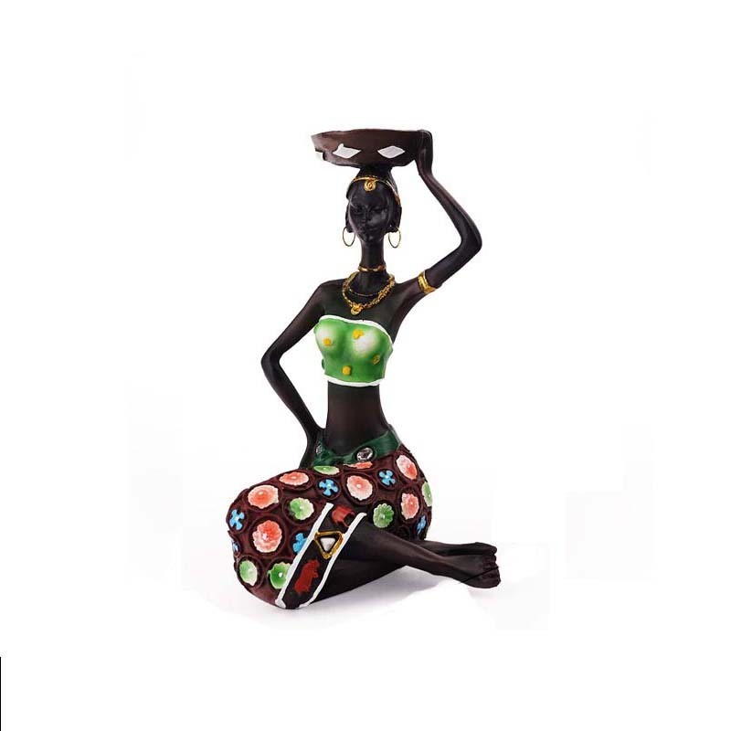 Resin figurine sculpture home decoration living room decoration Candlestick mold table black African candlestick