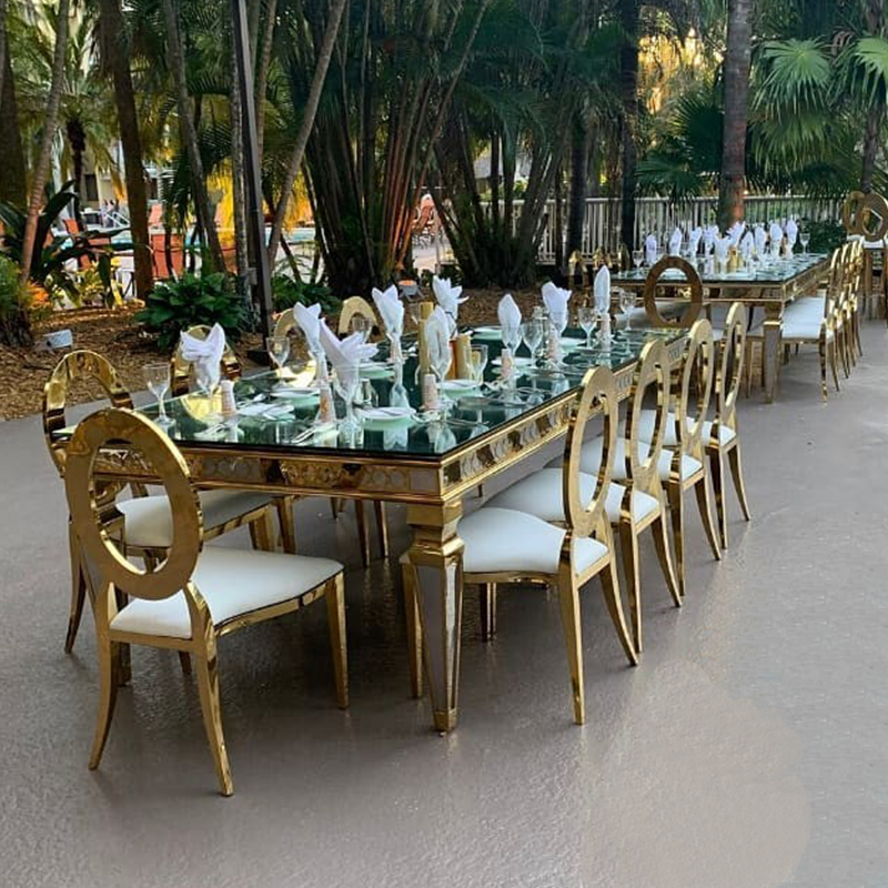 Luxury Furniture Gold Metal Banquet Chairs Stainless Steel Event Banquet Wedding Chairs