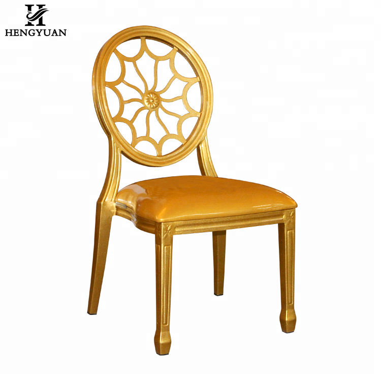 Wholesale luxury wedding and event banquet chairs gold dining chair hollow chair with round back