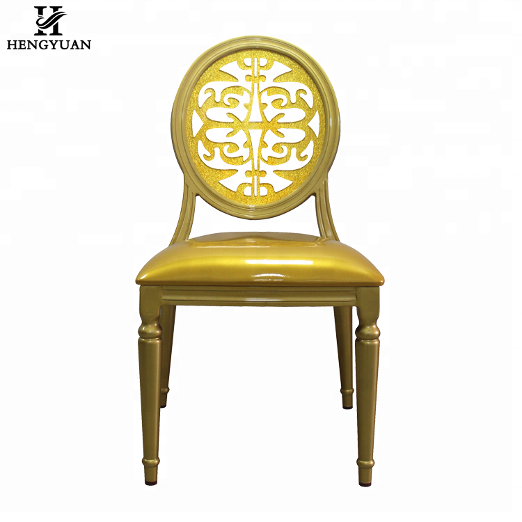 Wholesale luxury wedding and event banquet chairs gold dining chair hollow chair with round back