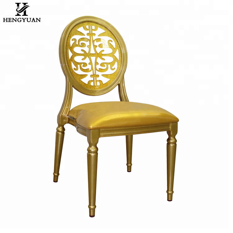 Wholesale luxury wedding and event banquet chairs gold dining chair hollow chair with round back