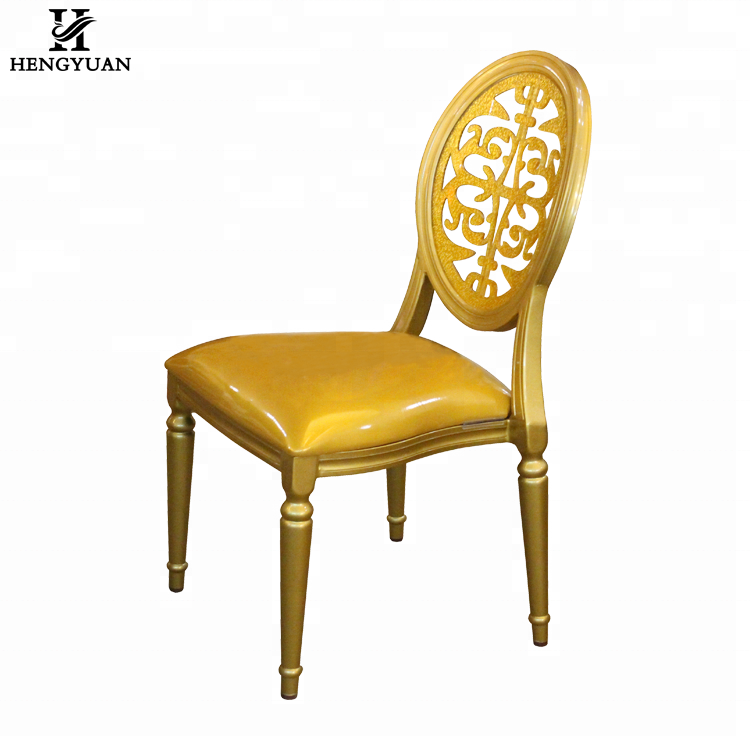 Wholesale luxury wedding and event banquet chairs gold dining chair hollow chair with round back