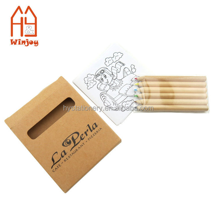 Custom Mini Stationery Color Pencils Drawing Wood Color Pencil With Coloring Paper Cards And Sharpener For Kids