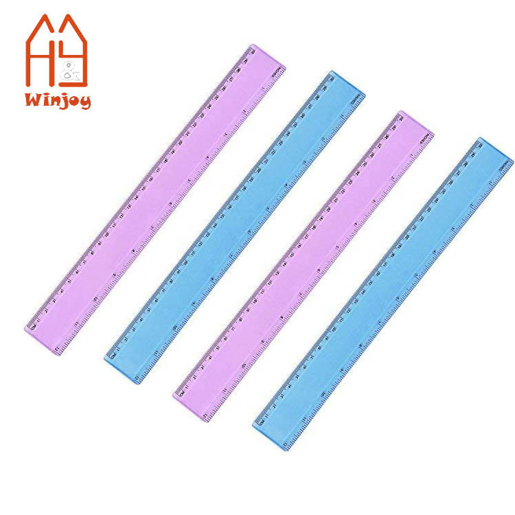 30cm Long Color Clear Plastic Flexible Rulers - Ruler with Inches, Centimeters and Millimeter for Kids and Teachers