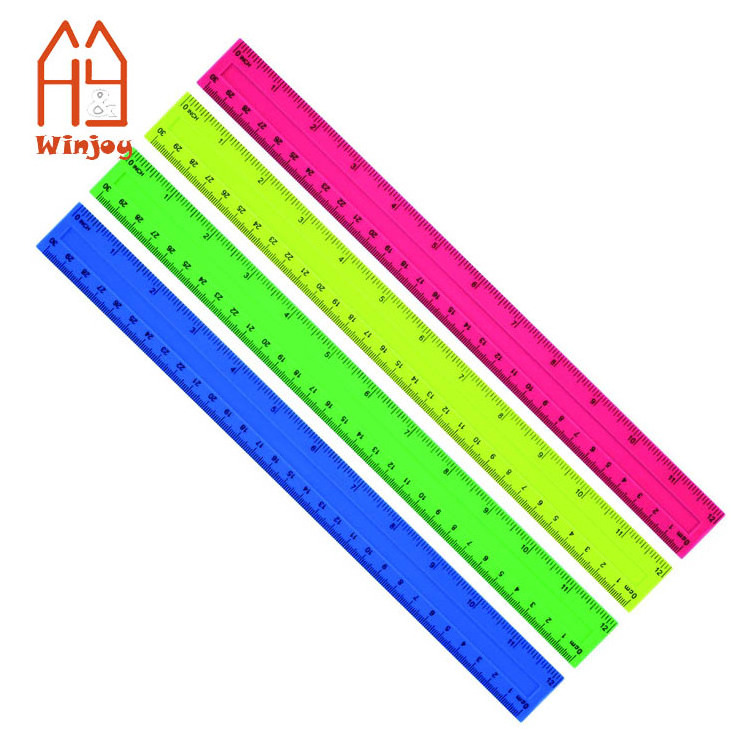 30cm Long Color Clear Plastic Flexible Rulers - Ruler with Inches, Centimeters and Millimeter for Kids and Teachers