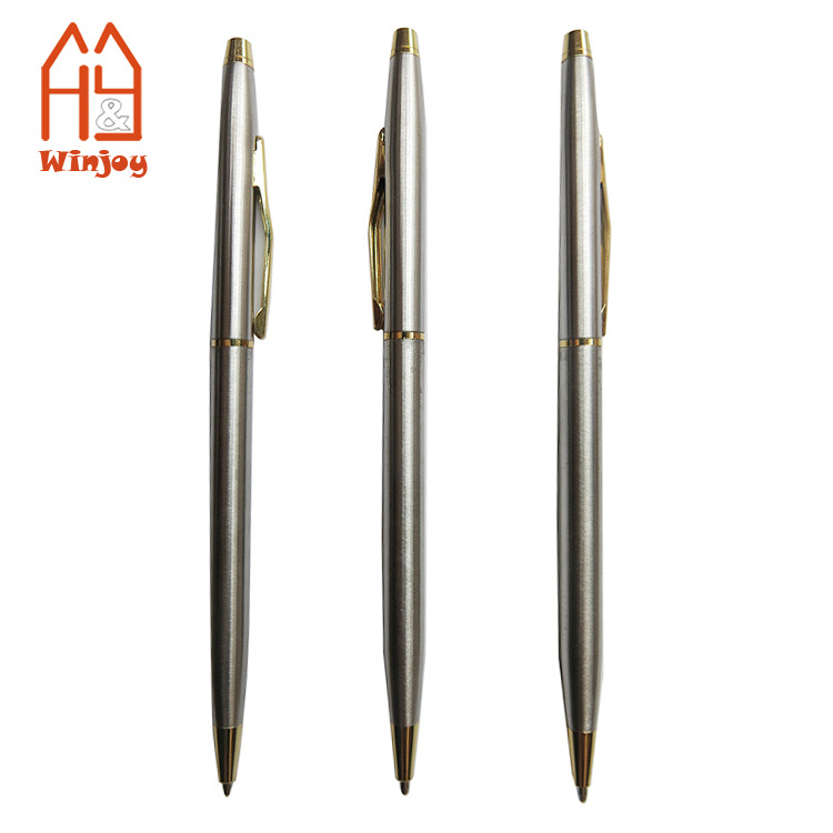 Mini Metal Ball Point Pen Stainless Steel Silver Ballpoint Pen Small Personalized Pens for Signature