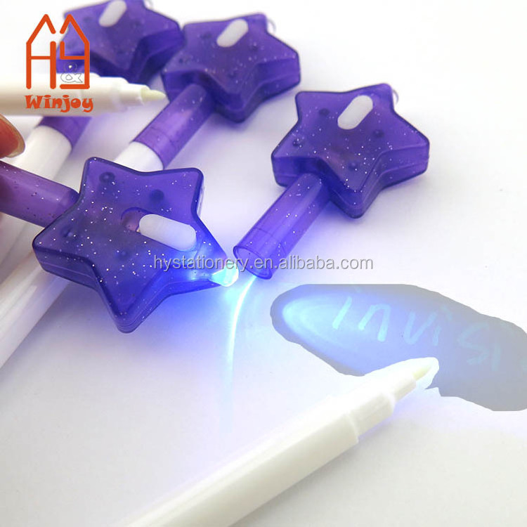 Star Shape UV Light Pen With Invisible Ink Security Marker Pen Violet UV-LED light Magic Pen