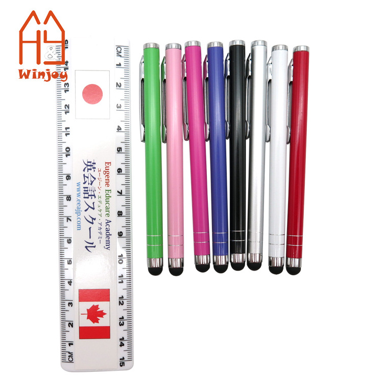 Customized plastic ball point pen with touch function,  print LOGO mobile phone touch screen pen