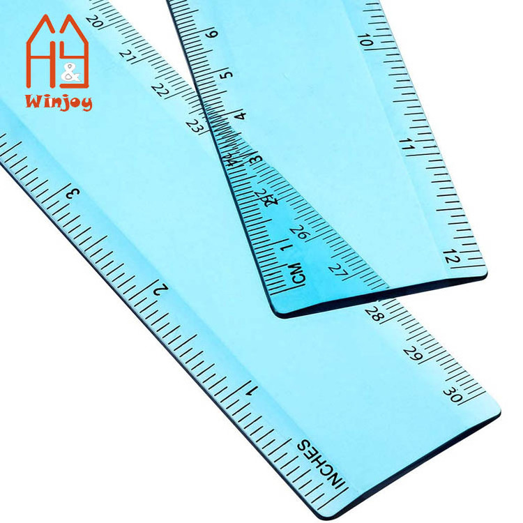 30cm Long Color Clear Plastic Flexible Rulers - Ruler with Inches, Centimeters and Millimeter for Kids and Teachers