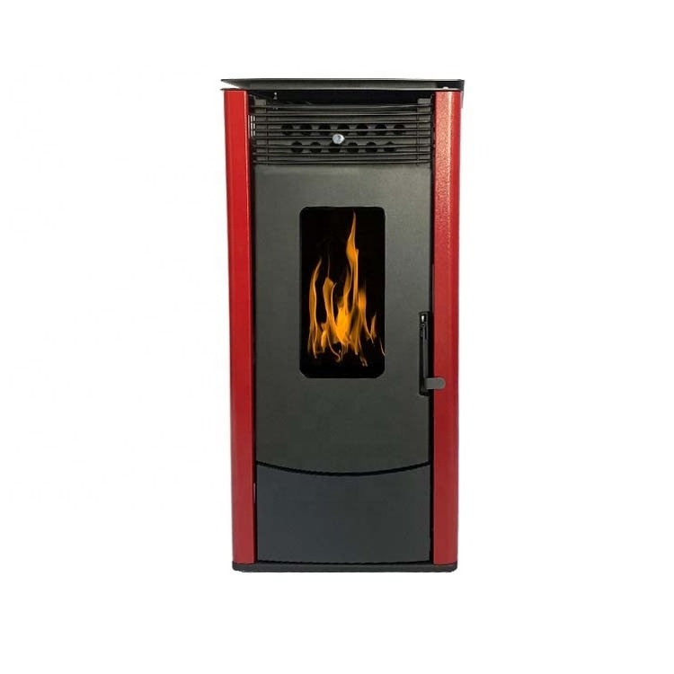 Fireplaces for sale red indoor cast iron 11kw smokeless german biomass wood pellet stoves