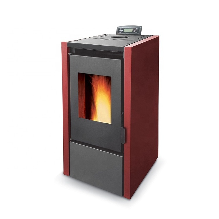 8kw Red China Wholesale Britain Hot Cast Iron Indoor Biomass Wood Pellet Stove