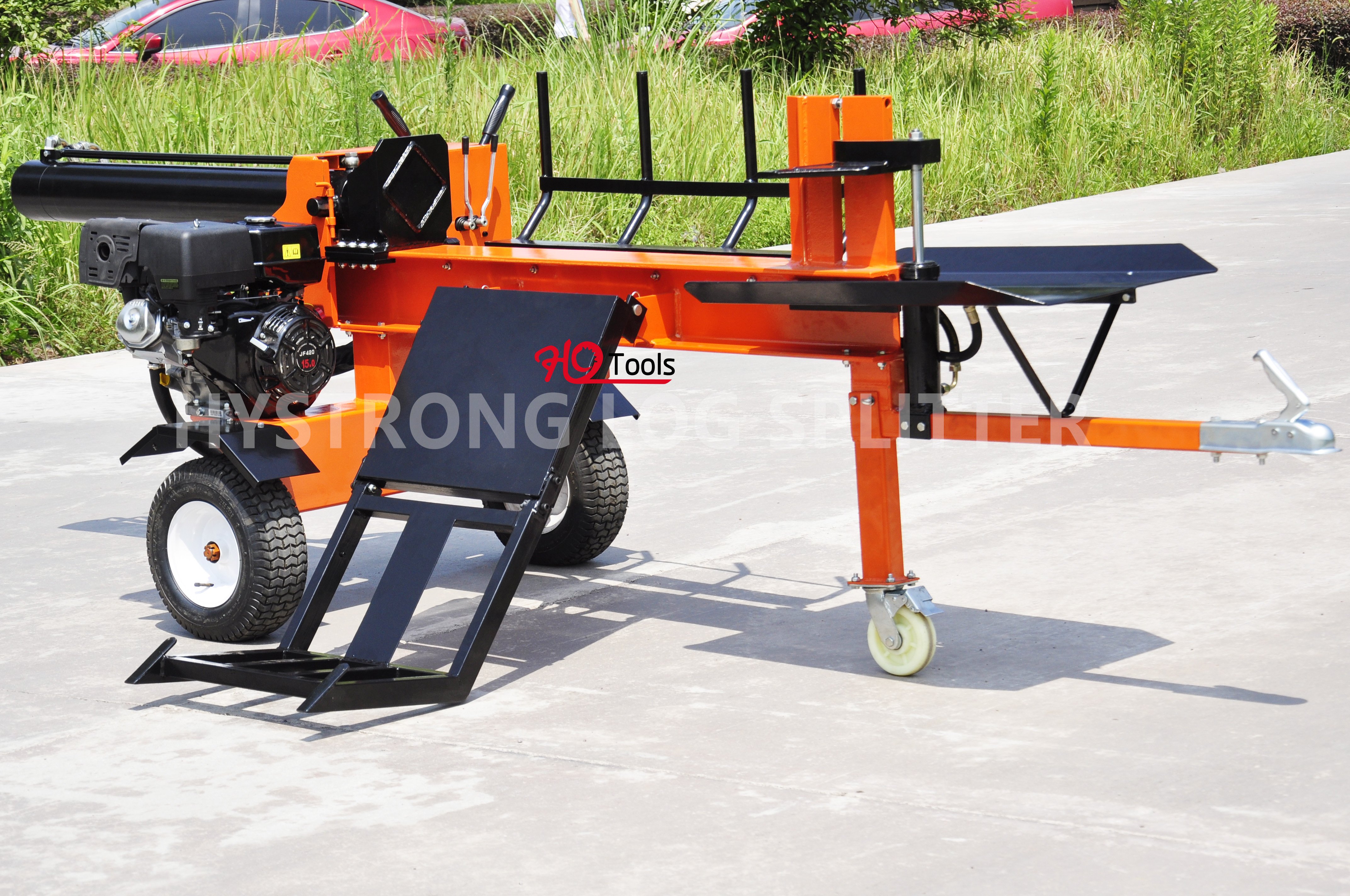 35 ton Gasoline Automatic firewood processor log splitter With hydraulic log lifter arm and hydraulic adjust cross knife