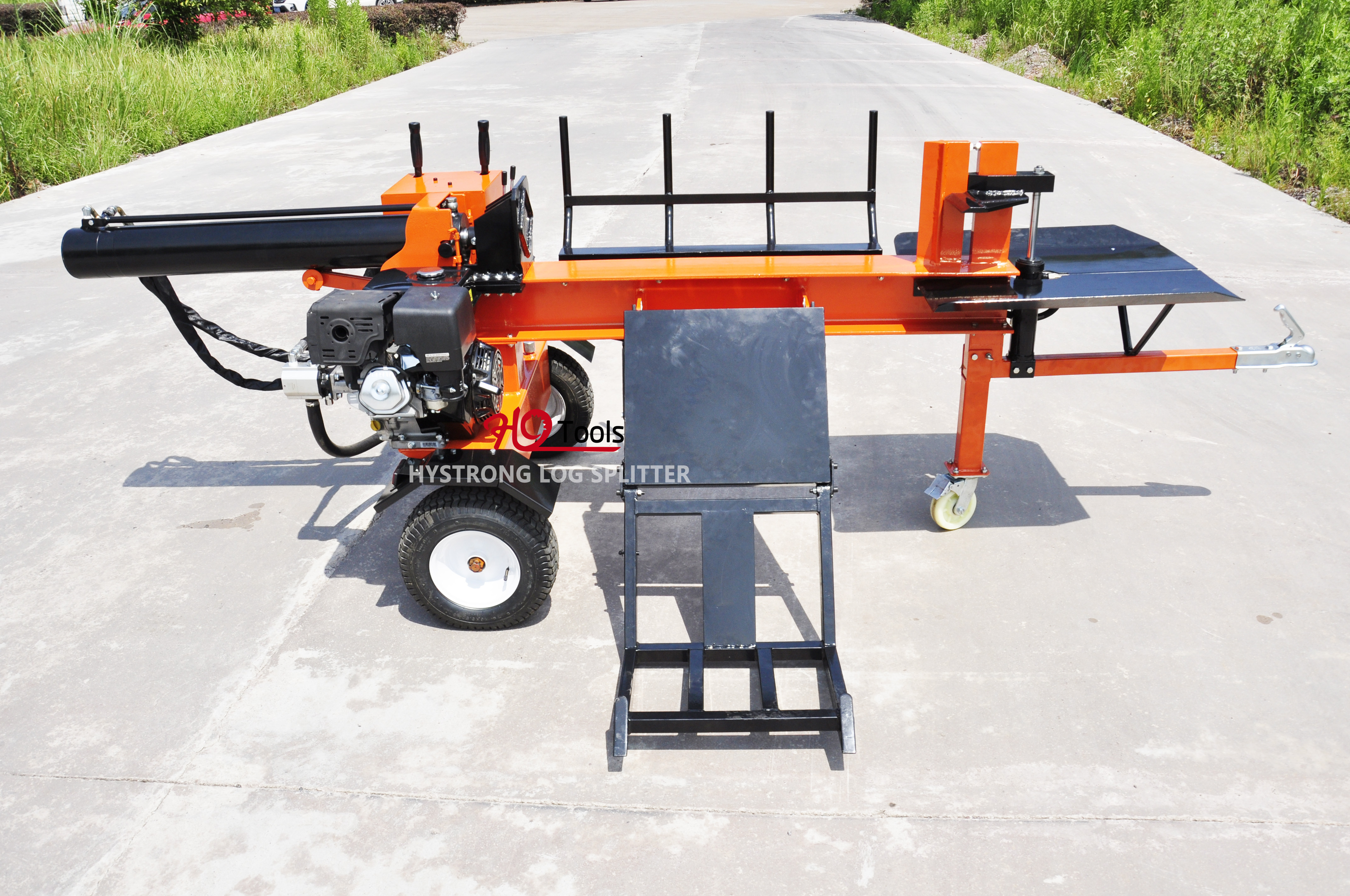 35 ton Gasoline Automatic firewood processor log splitter With hydraulic log lifter arm and hydraulic adjust cross knife