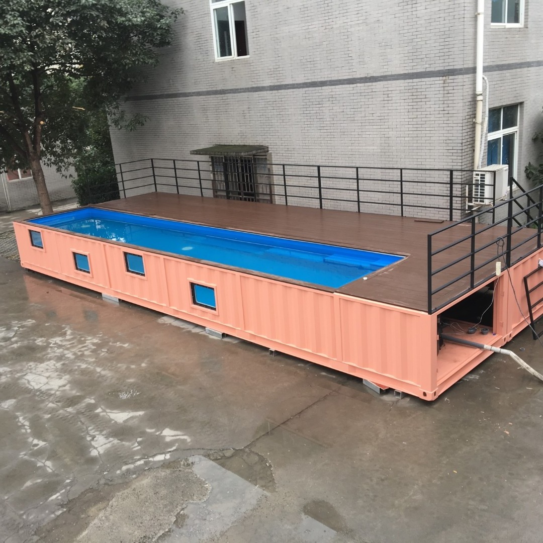 portable shipping container style mobile outdoor glasswall steel structure  shipping container swimming o pool of Hysun