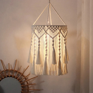 New fashion Macrame Hanging Lantern Boho Pendant Lamp Tassel Chandelier for Wedding W1963