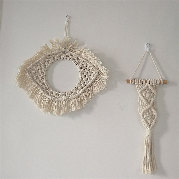 S7027 Macrame Wall Mirror Evil Eye Mirror Decorative Hanging Mirrors for Apartment Bedroom Baby Nursery Home Decor