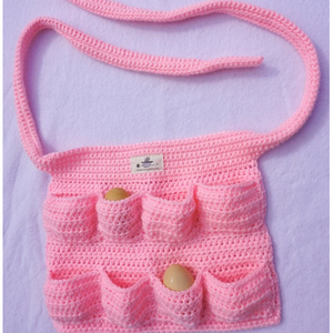 F-1789 wholesale pink purple color Original Egg Apron Collecting knitted Chicken Apron bags for christmas farmer gifts