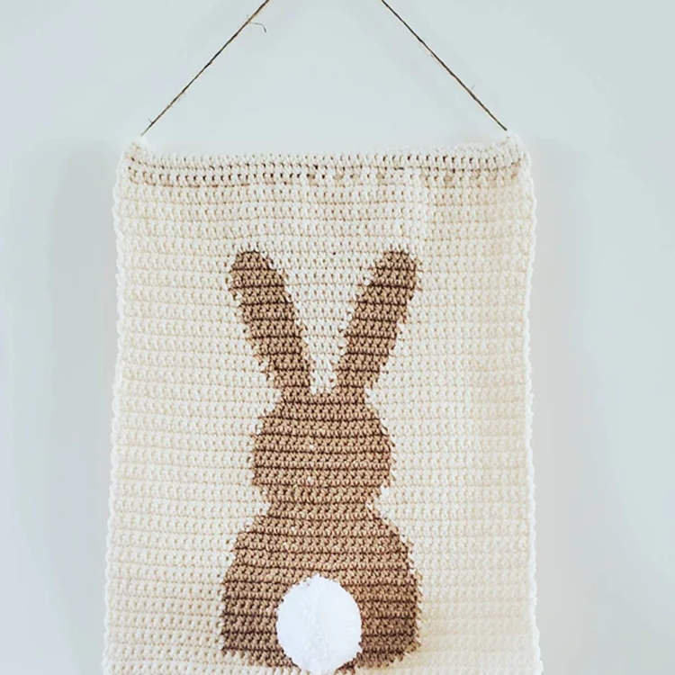 F-9477 DIY cute rabbit wall hanging bunny pattern baby nursery room decor crochet knitted custom home decor