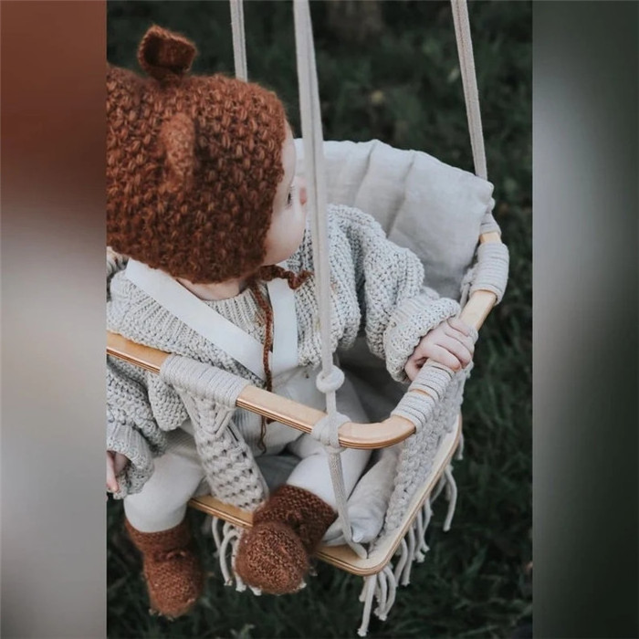 2022 New customized Macrame Swing Chairs indoor swing chair macrame hammock macrame baby swing W1332