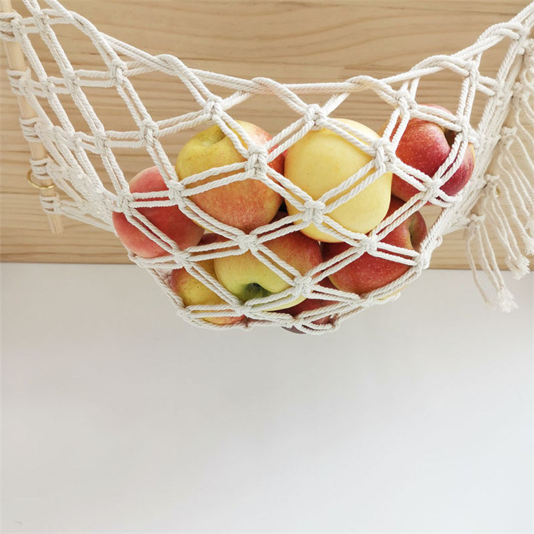 2022 New customized Macrame Fruit Hammock For Kitchen Under Cabinet Produce Veggie Banana Hammock Fruit Holder Net W1384