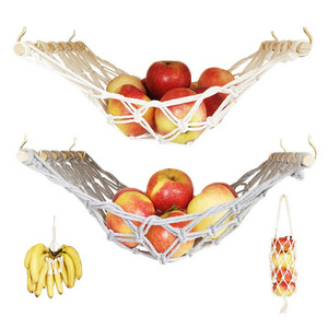 2022 New customized Macrame Fruit Hammock For Kitchen Under Cabinet Produce Veggie Banana Hammock Fruit Holder Net W1384