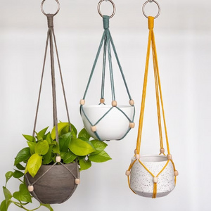 2023 New fashion Simple No Tassel Macrame Plant Hanger with Adjustable Beads No Tail Hanging Planter Hanging Planter W1414