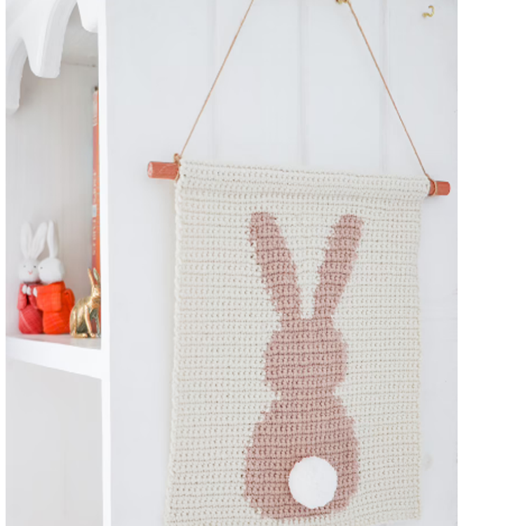 F-9477 DIY cute rabbit wall hanging bunny pattern baby nursery room decor crochet knitted custom home decor