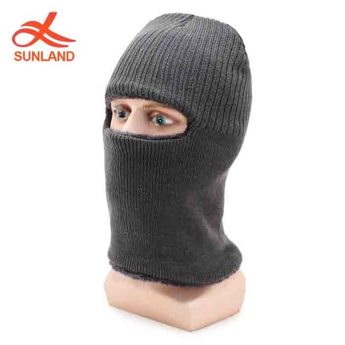 F4353 new men women chunky one hole knit balaclava hat crochet mask beanie robber hat with fleece lining