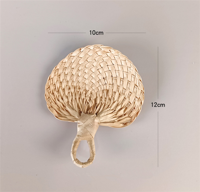 SZ292 New 2023 Ready to Ship Vintage Handwoven Natural Bamboo Raffia Fan Summer Handmade Natural Buri Palm Leaf Hand Fans