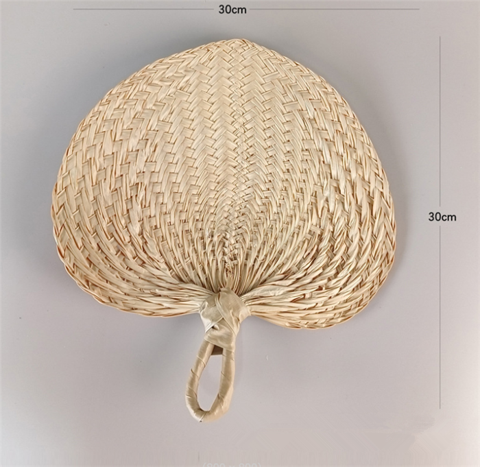 SZ292 New 2023 Ready to Ship Vintage Handwoven Natural Bamboo Raffia Fan Summer Handmade Natural Buri Palm Leaf Hand Fans