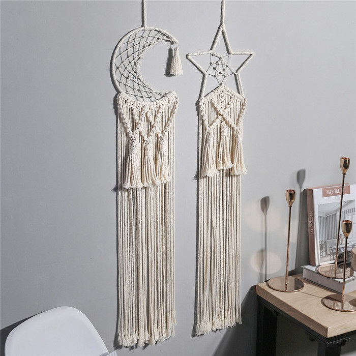 2022 New customized Star Moon Dream Catchers Wall Decor Woven Macrame Wall Hanging Boho Decor for Bedroom Living W1286