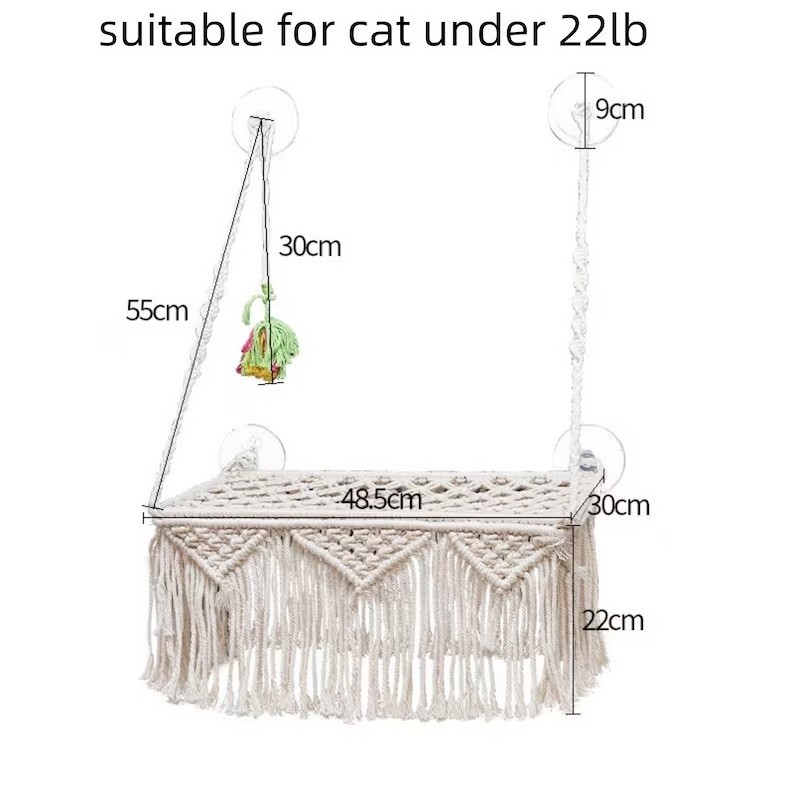 New fashion Comfy Cat Window Perch Macrame Cat Hammock for Wall Boho Cat Shelf W1923