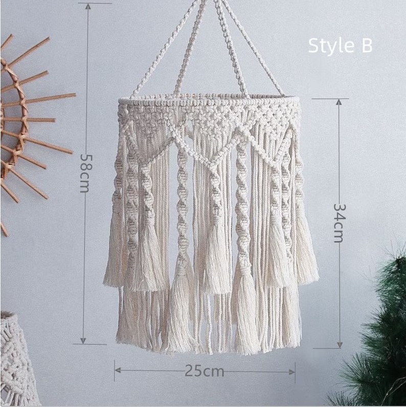 New fashion Macrame Hanging Lantern Boho Pendant Lamp Tassel Chandelier for Wedding W1963