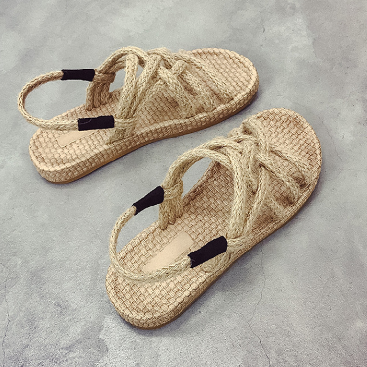 F-1893 new roman flat hemp rope sandals braided summer macrame sandal 2023 beach shoes for women wholesale