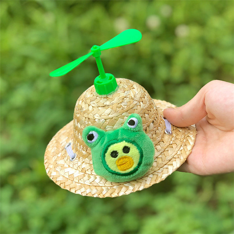 2022 new fashion summer pet dog straw beach hat helicopter hat for dog propeller hat W2269