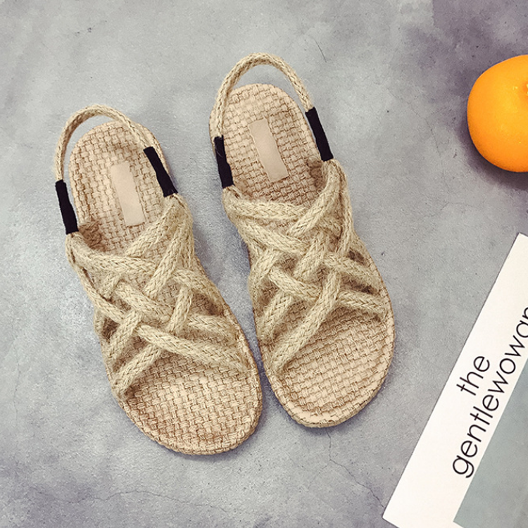 F-1893 new roman flat hemp rope sandals braided summer macrame sandal 2023 beach shoes for women wholesale