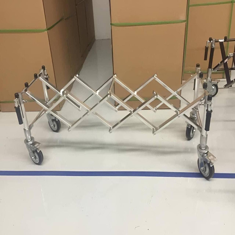 china manufacturer cheap wholesale aluminium church truck three color folding funeral coffin casket aluminium trolley