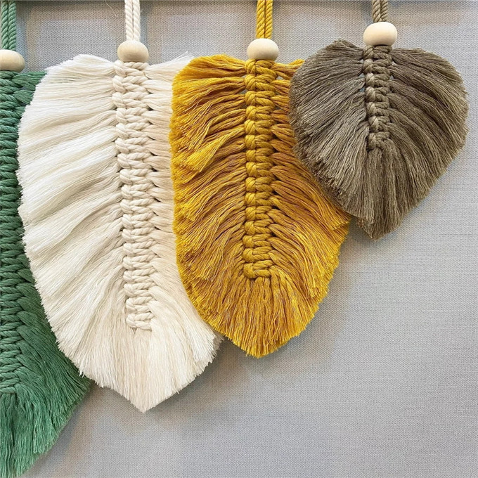 New customized Macrame Leaf Wall Hanging Handmade Wall Hanging With Leaves Macrame Headboard Decor W9216