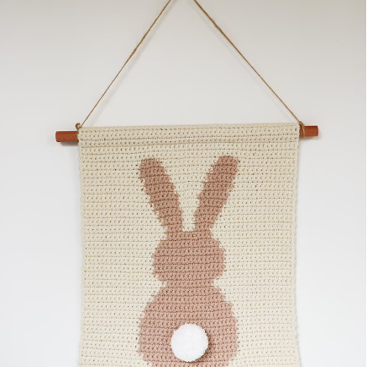 F-9477 DIY cute rabbit wall hanging bunny pattern baby nursery room decor crochet knitted custom home decor