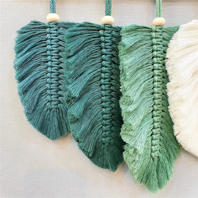 New customized Macrame Leaf Wall Hanging Handmade Wall Hanging With Leaves Macrame Headboard Decor W9216