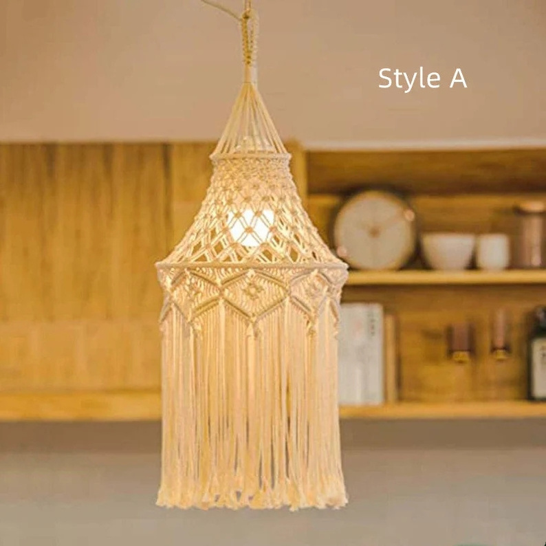 New fashion Macrame Hanging Lantern Boho Pendant Lamp Tassel Chandelier for Wedding W1963