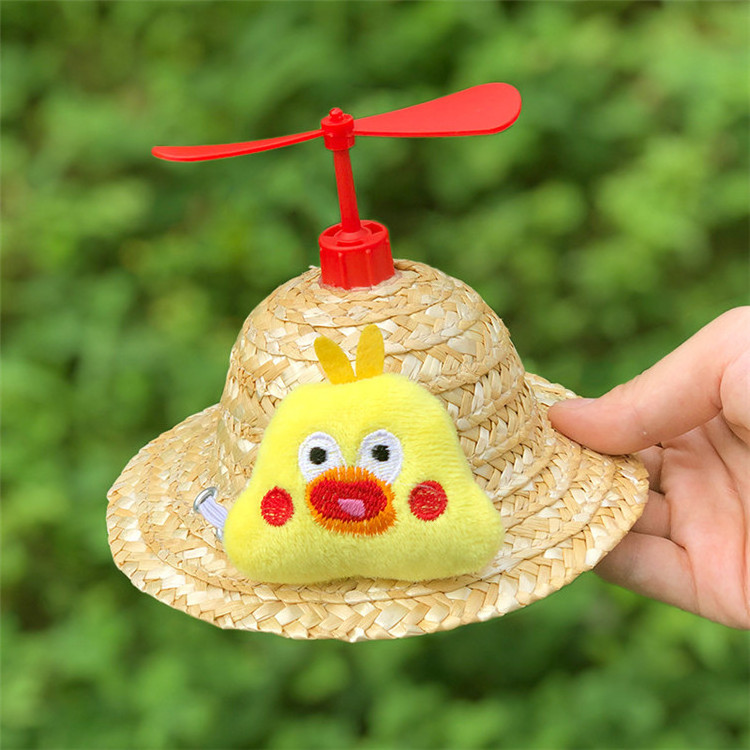 2022 new fashion summer pet dog straw beach hat helicopter hat for dog propeller hat W2269