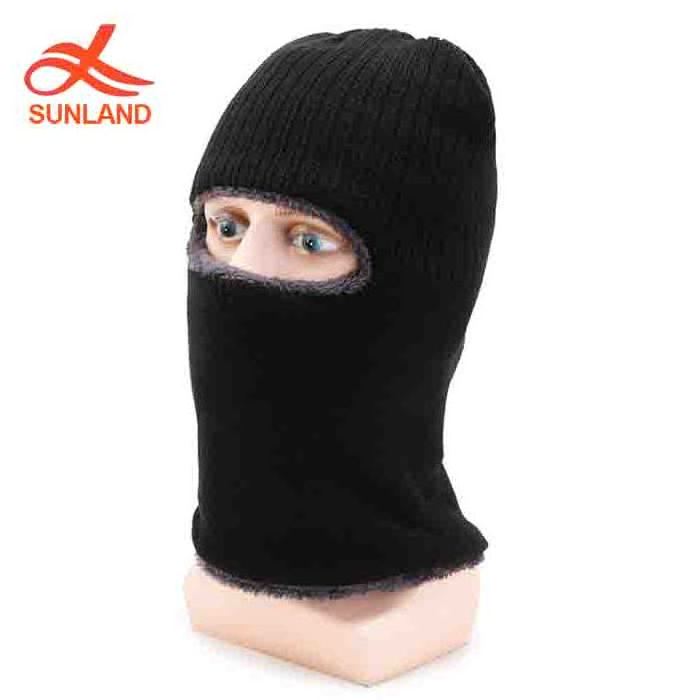 F4353 new men women chunky one hole knit balaclava hat crochet mask beanie robber hat with fleece lining