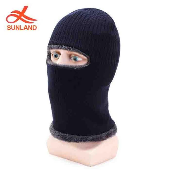 F4353 new men women chunky one hole knit balaclava hat crochet mask beanie robber hat with fleece lining