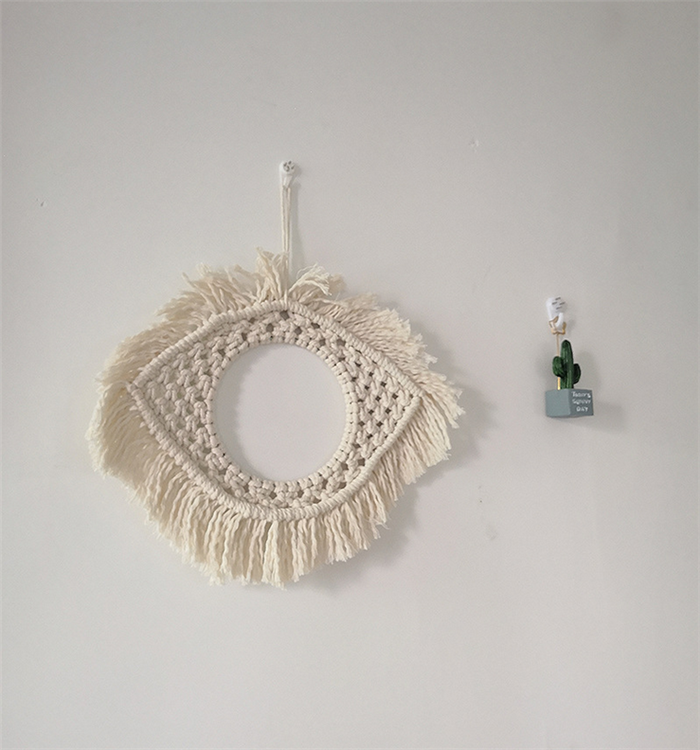 S7027 Macrame Wall Mirror Evil Eye Mirror Decorative Hanging Mirrors for Apartment Bedroom Baby Nursery Home Decor