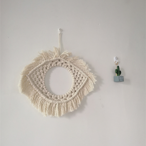 S7027 Macrame Wall Mirror Evil Eye Mirror Decorative Hanging Mirrors for Apartment Bedroom Baby Nursery Home Decor