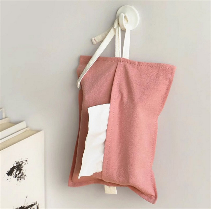 SZ1009 Plain Patterns Cotton Tissue Storage Box Home Room Wall Hanging Facial Napkin Paper Bag Dispenser Cover Cotton Tissue Box