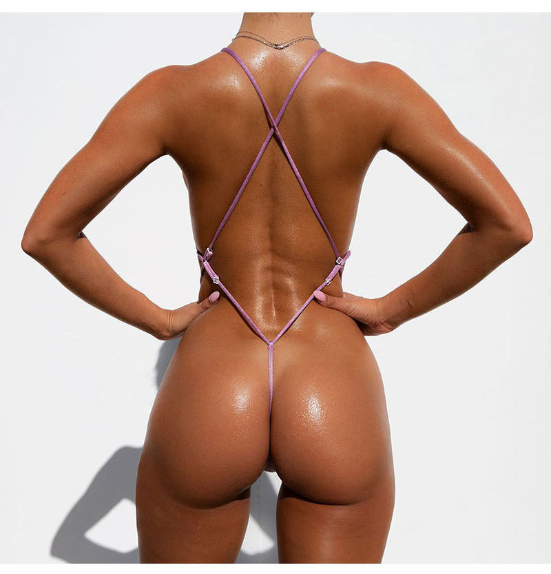 Hipster Modern Fashion Swimwear Bikini Custom Any Solid Color Women One Piece Swimwear High Quality Shiny Sexy Thong Bikini 2022